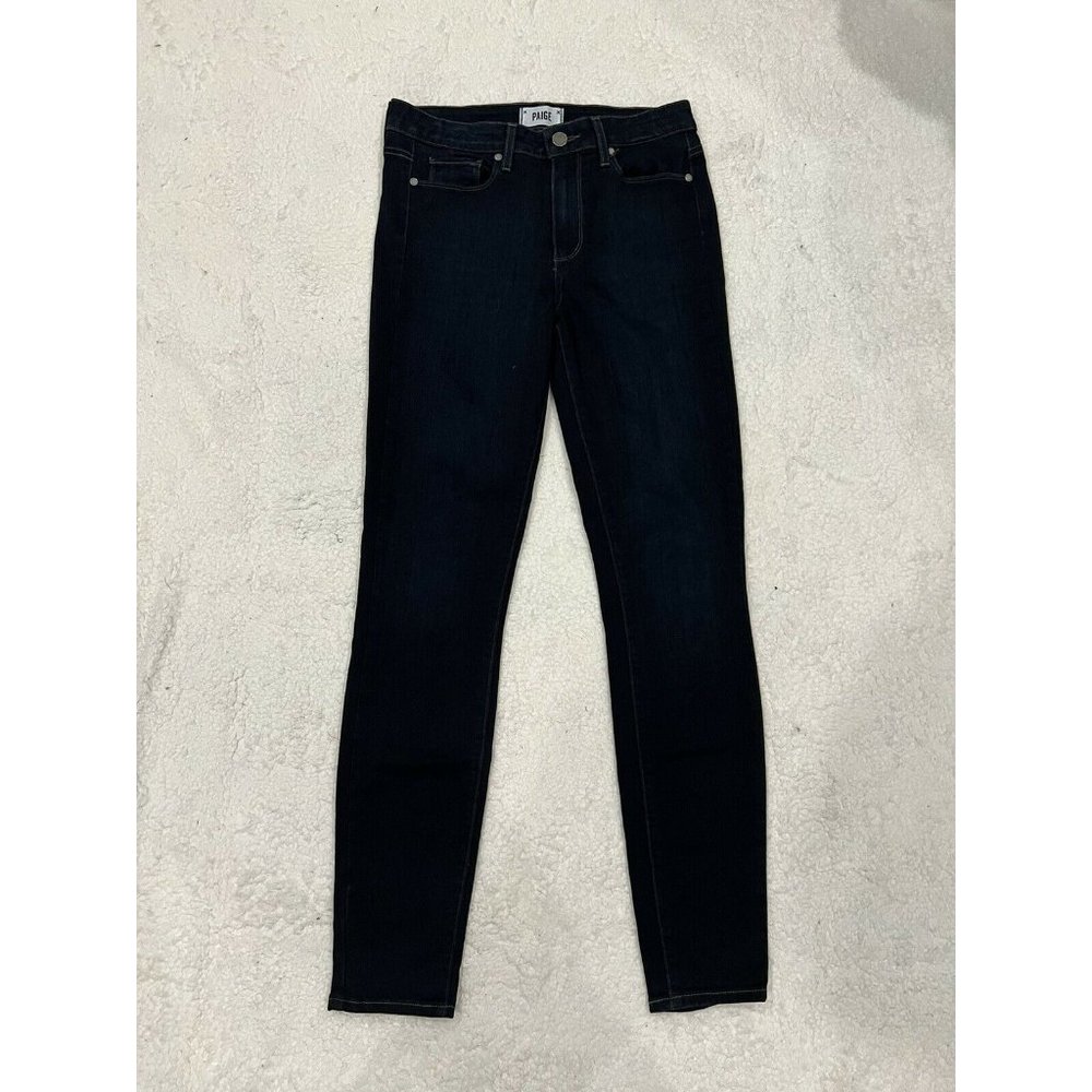 Paige Blue Stretch Denim High Rise Hoxton Ultra Skinny Jeans Size 28 Dark Wash